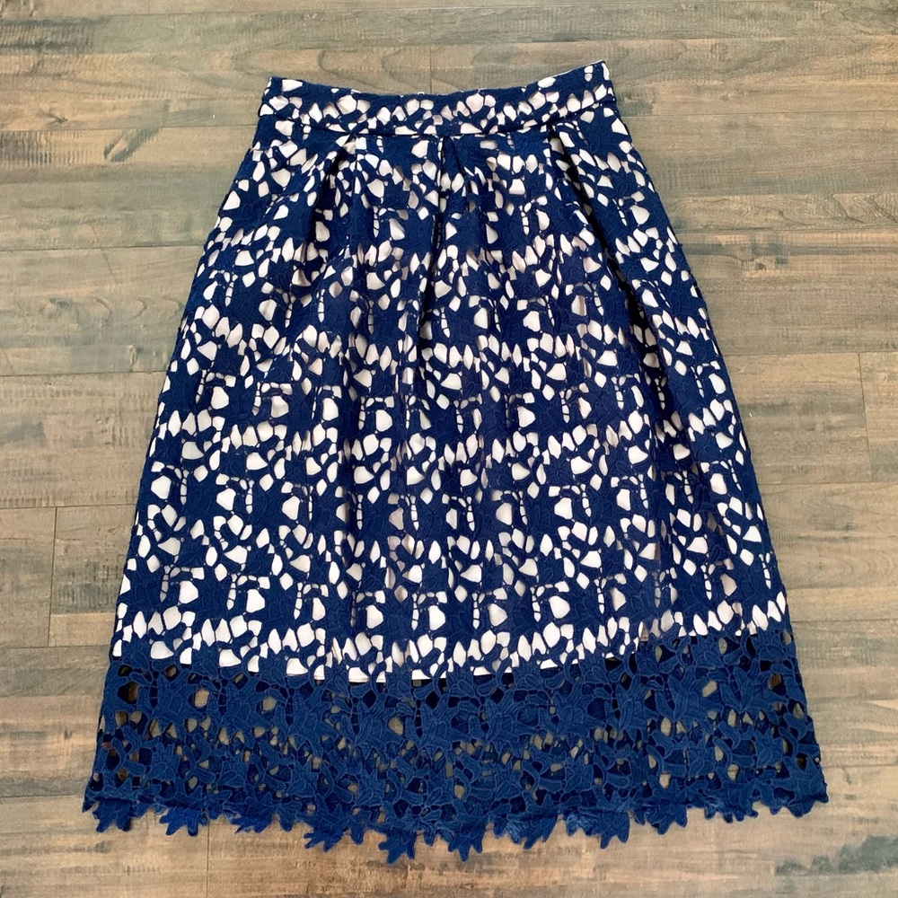 Blush Noir Navy Lace and Pink underlay Skirt SZ- L